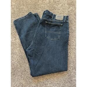 Men’s Wrangler Authentic Jeans 42x32 Dark Wash Denim Work Wear